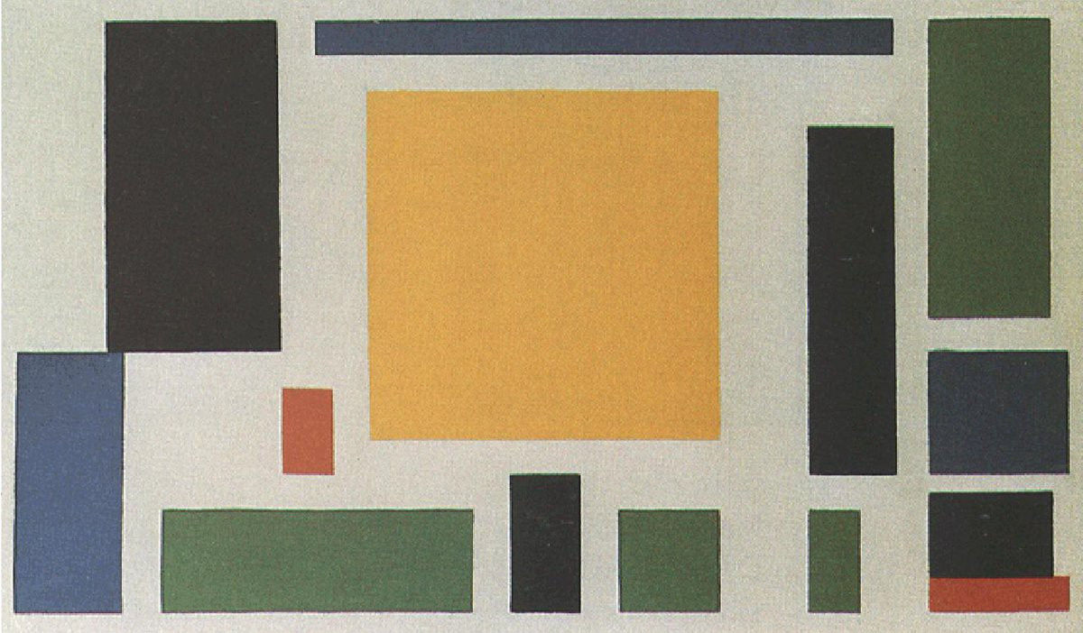 Abstraktes Werk von Theo van Doesburg, Komposition VIII (die Kuh), ca. 1918